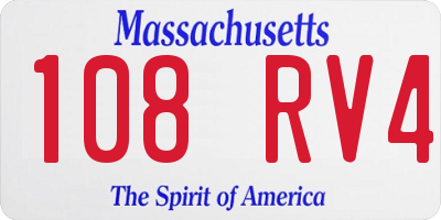 MA license plate 108RV4