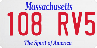 MA license plate 108RV5