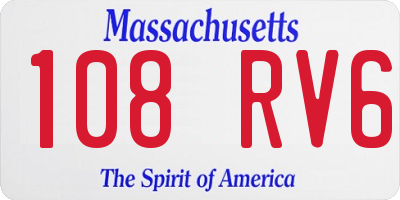 MA license plate 108RV6