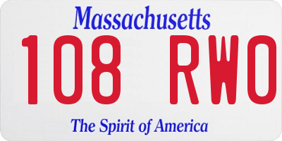 MA license plate 108RW0