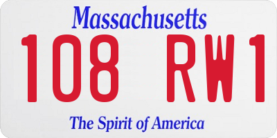 MA license plate 108RW1