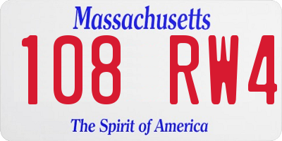 MA license plate 108RW4