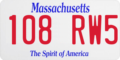 MA license plate 108RW5