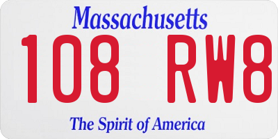 MA license plate 108RW8