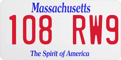 MA license plate 108RW9