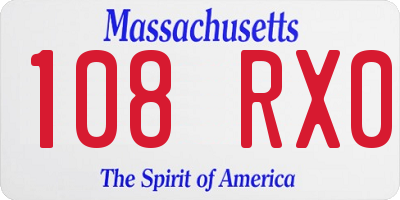 MA license plate 108RX0