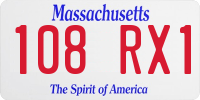 MA license plate 108RX1
