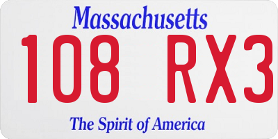 MA license plate 108RX3