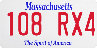 MA license plate 108RX4