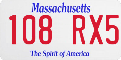 MA license plate 108RX5