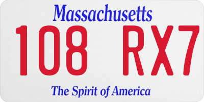 MA license plate 108RX7