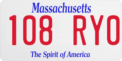MA license plate 108RY0