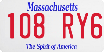MA license plate 108RY6