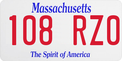 MA license plate 108RZ0