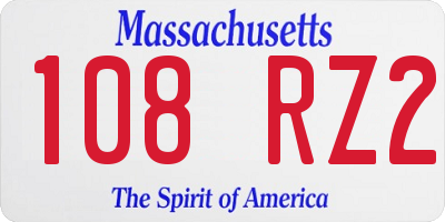 MA license plate 108RZ2