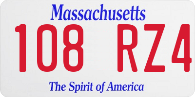 MA license plate 108RZ4