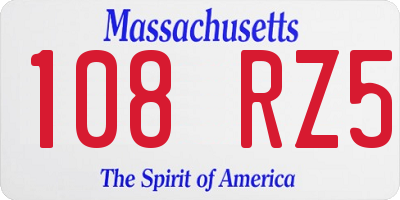 MA license plate 108RZ5