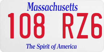 MA license plate 108RZ6