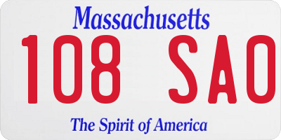 MA license plate 108SA0