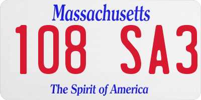 MA license plate 108SA3