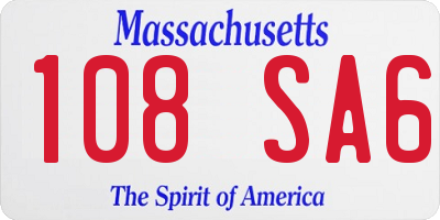 MA license plate 108SA6