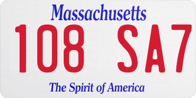 MA license plate 108SA7