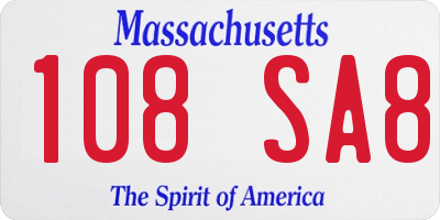 MA license plate 108SA8