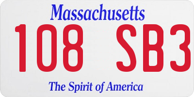 MA license plate 108SB3