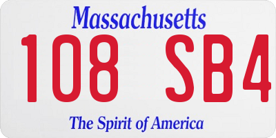 MA license plate 108SB4
