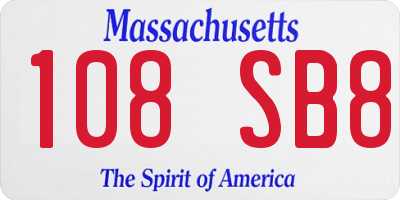 MA license plate 108SB8
