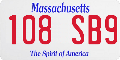 MA license plate 108SB9
