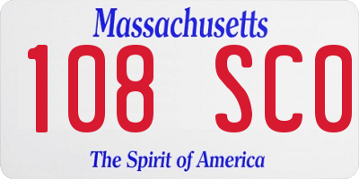 MA license plate 108SC0