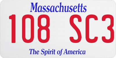 MA license plate 108SC3