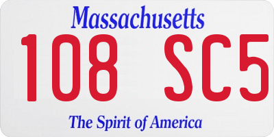 MA license plate 108SC5