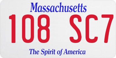 MA license plate 108SC7