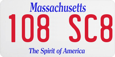 MA license plate 108SC8