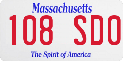 MA license plate 108SD0