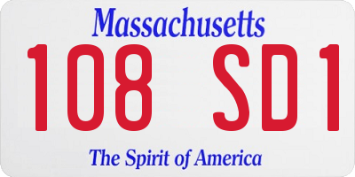 MA license plate 108SD1