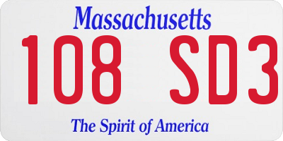 MA license plate 108SD3