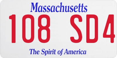 MA license plate 108SD4