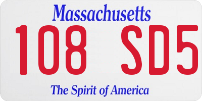 MA license plate 108SD5