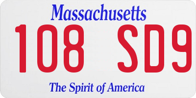 MA license plate 108SD9