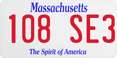 MA license plate 108SE3