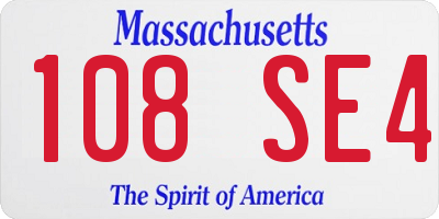 MA license plate 108SE4