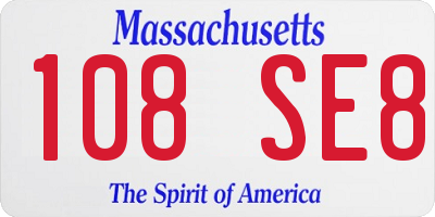 MA license plate 108SE8