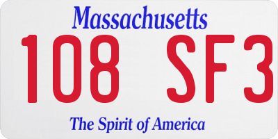 MA license plate 108SF3