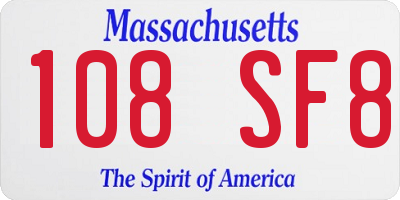 MA license plate 108SF8