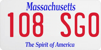 MA license plate 108SG0