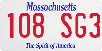 MA license plate 108SG3