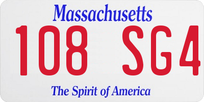 MA license plate 108SG4